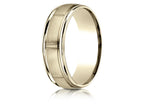 Benchmark 10k Gold 7mm Comfort-fit Satin 8 High Center Cuts Round Edge Design Wedding Band Ring