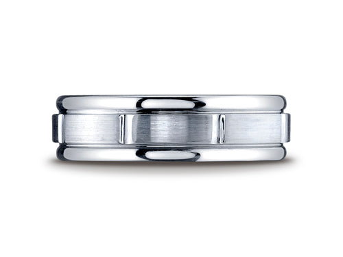 Benchmark Cobalt Chrome 7mm Comfort-fit Satin-finished Round Edge Design Ring