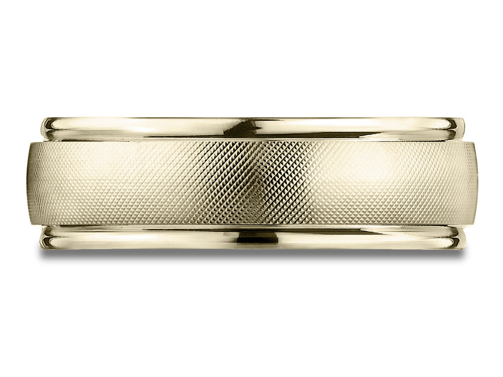 Benchmark 14 Karat Gold 7mm Comfort-fit Florentine Center High Polish Round Edge Design Wedding Band Ring