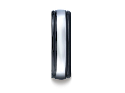 Benchmark 7mm Tungsten Forge Wedding Band Ring with Seranite Edge
