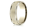Benchmark 18k Gold 8mm Comfort-fit Multi Milgrain Center High Polish Round Edge Design Wedding Band Ring