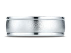 Benchmark 14k Gold 8mm Comfort-fit Wire Brush Finish High Polished Round Edge Carved Design Wedding Band Ring