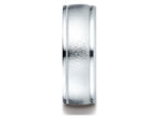 Benchmark 10k Gold 8mm Comfort-fit Wire Brush Finish High Polished Round Edge Carved Design Wedding Band Ring