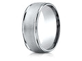Benchmark 10k Gold 8mm Comfort-fit Wire Brush Finish High Polished Round Edge Carved Design Wedding Band Ring