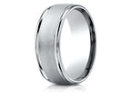 Benchmark 10k Gold 8mm Comfort-fit Wire Brush Finish High Polished Round Edge Carved Design Wedding Band Ring