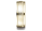 Benchmark 18k Gold 8mm Comfort-fit Wire Brush Finish High Polished Round Edge Carved Design Wedding Band Ring
