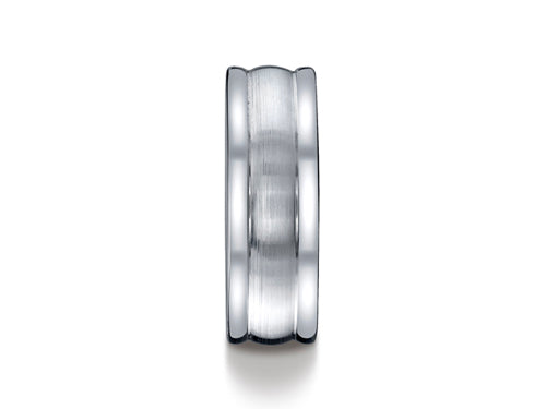 Benchmark Cobalt Chrome 8mm Comfort-fit Satin-finished Round Edge Design Ring