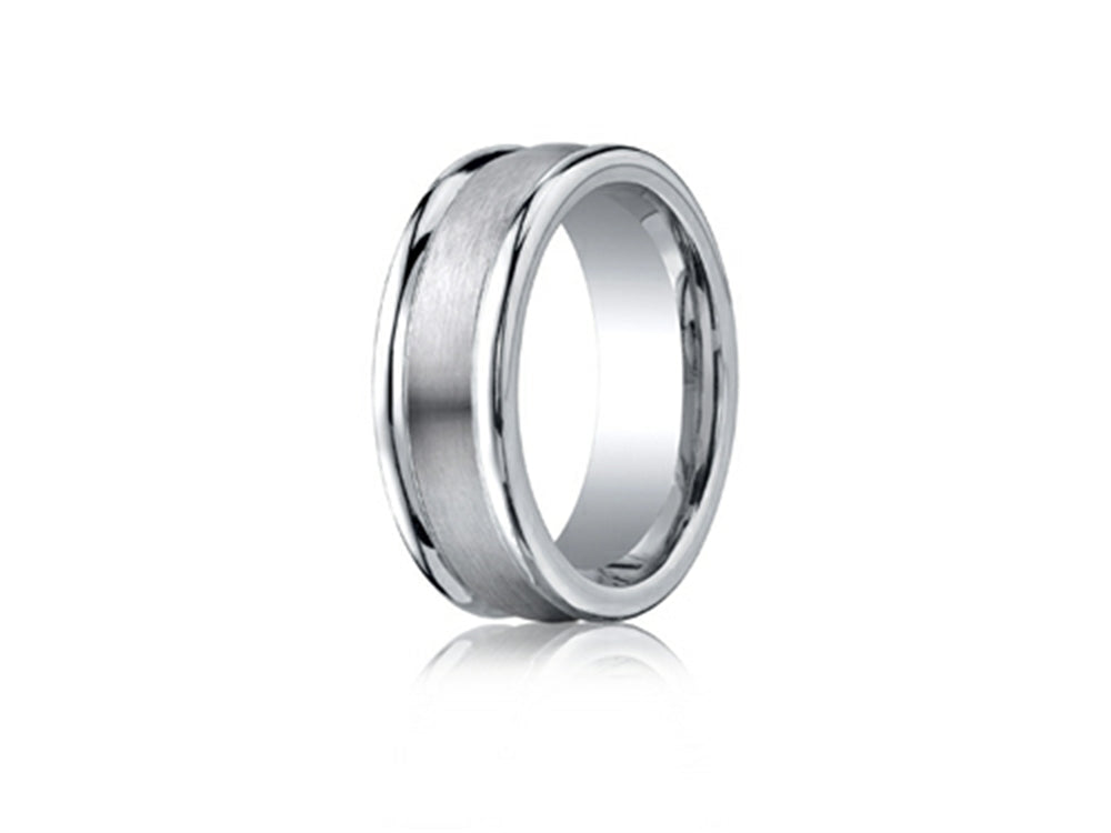 Benchmark Cobalt Chrome 8mm Comfort-fit Satin-finished Round Edge Design Ring