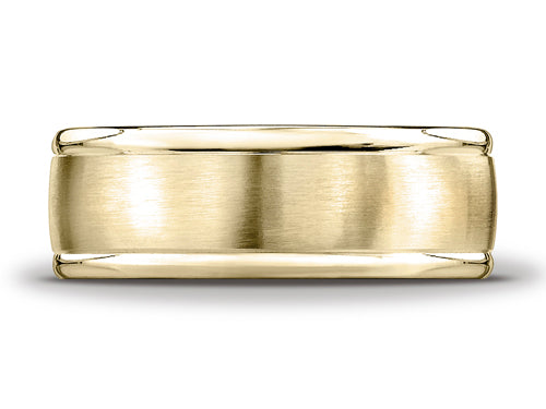 Benchmark 8mm Comfort-fit Satin-finished High Polished Round Edge Carved Design Wedding Band Ring