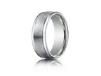 Benchmark 8mm Comfort-fit Satin-finished High Polished Round Edge Carved Design Wedding Band Ring
