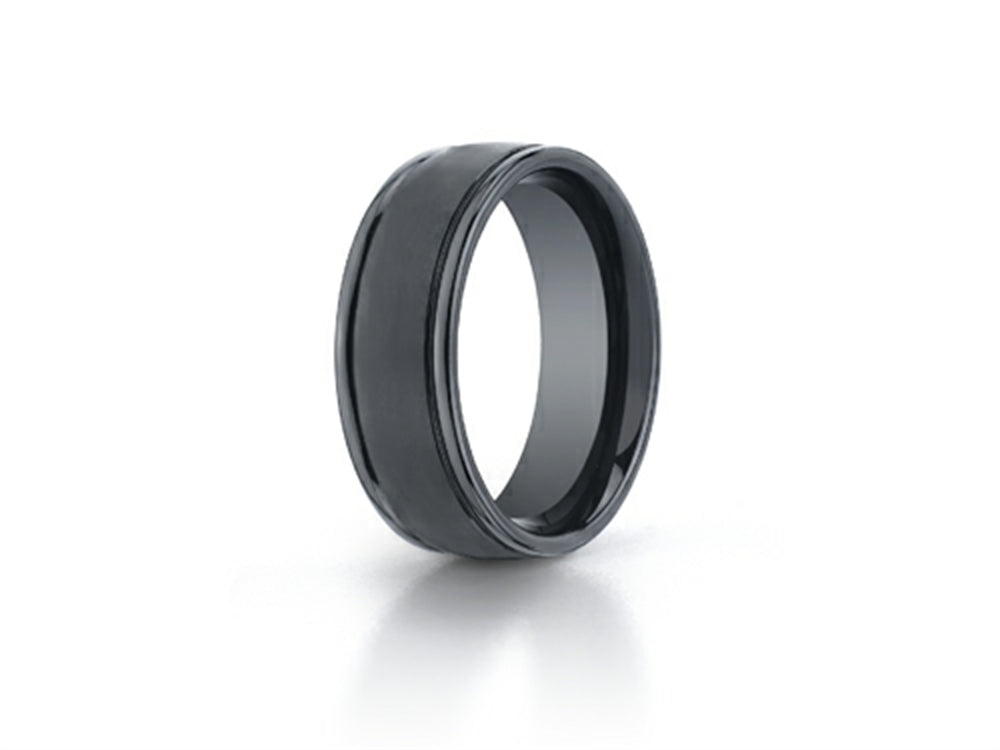 Benchmark Ceramic 8mm Comfort-fit Satin-finished Round Edge Design Ring