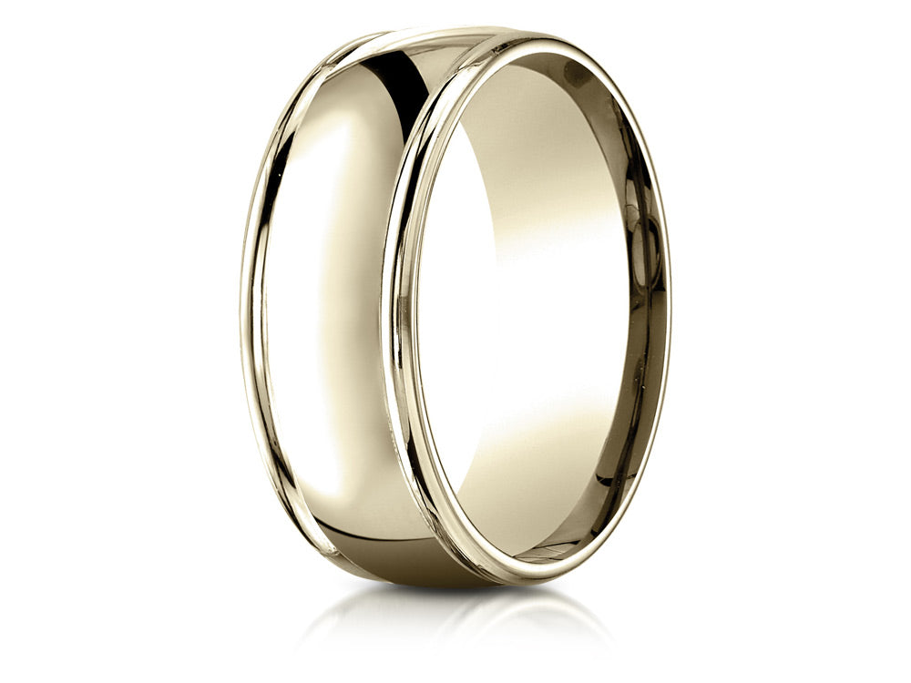 Benchmark 14k Gold 8mm Comfort-fit High Polish Finish Round Edge Design Wedding Band Ring