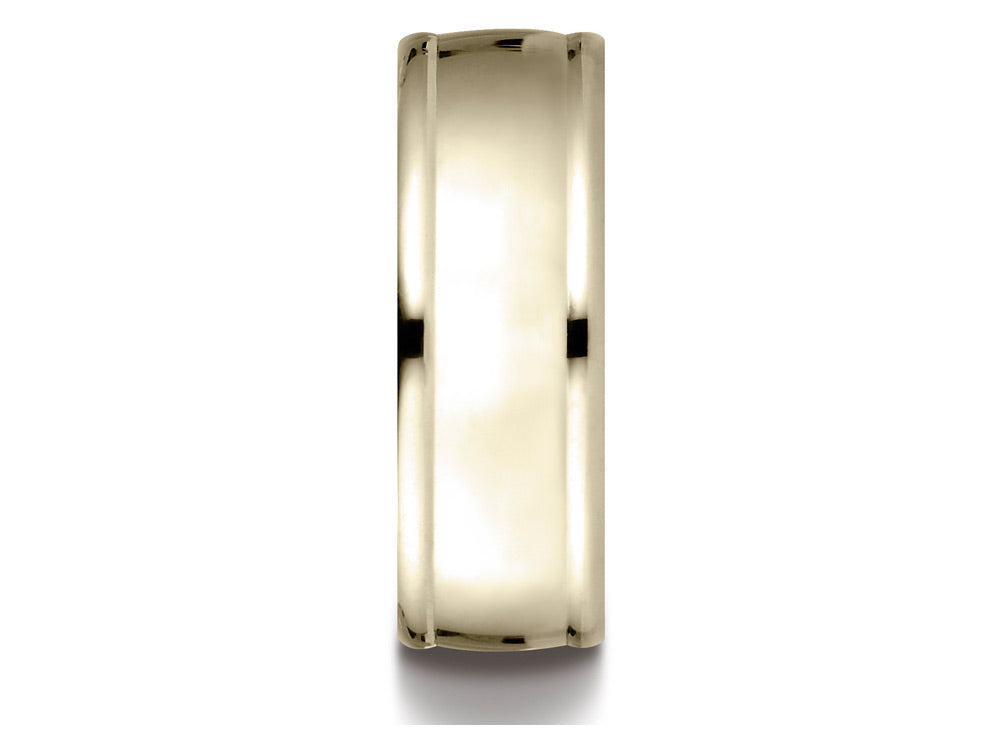 Benchmark 18k Gold 8mm Comfort-fit High Polish Finish Round Edge Design Wedding Band Ring