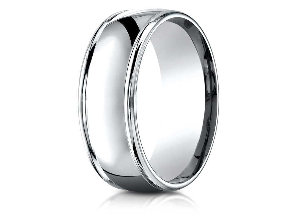 Benchmark 18k Gold 8mm Comfort-fit High Polish Finish Round Edge Design Wedding Band Ring