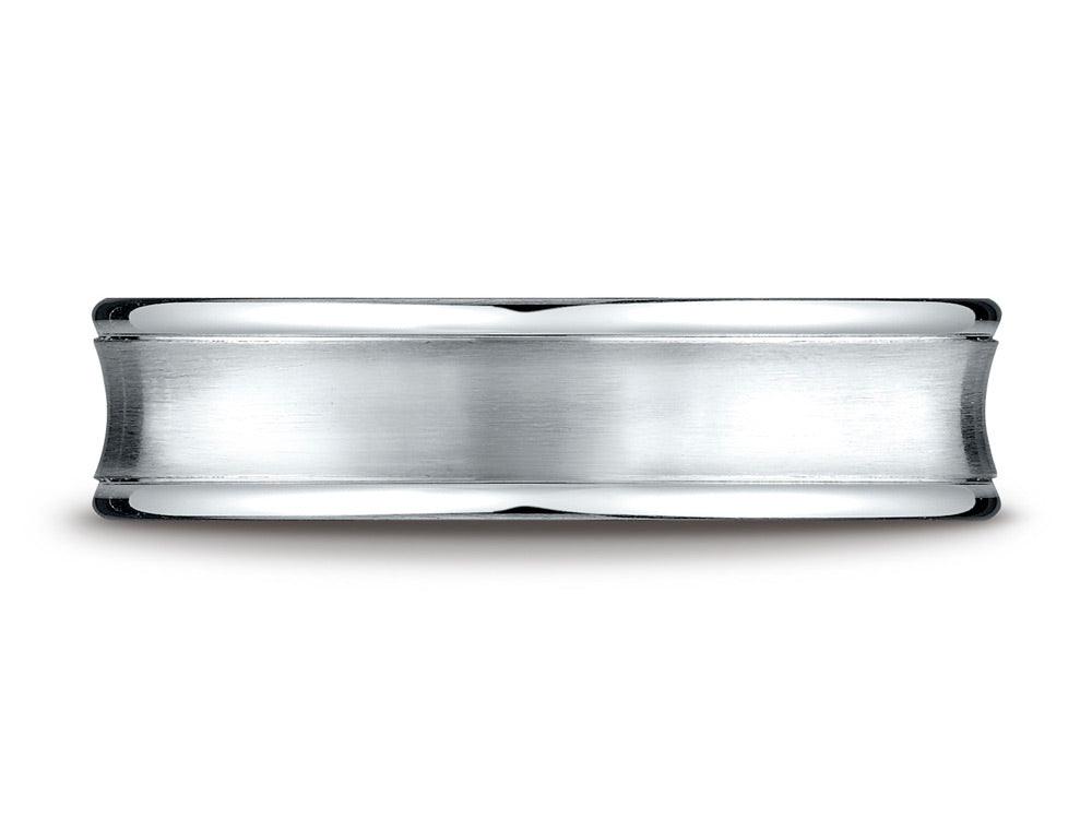 Benchmark 14k Gold 5.5 Mm Comfort Fit Concave Round Edge Satin Center Design Wedding Band Ring