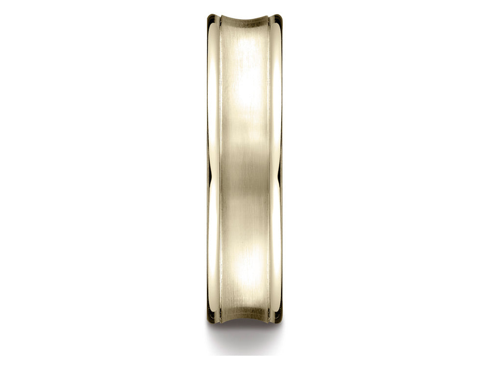Benchmark 14k Gold 5.5 Mm Comfort Fit Concave Round Edge Satin Center Design Wedding Band Ring