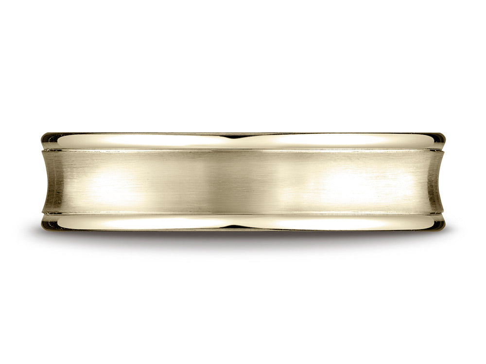 Benchmark 18k Gold 5.5 Mm Comfort Fit Concave Round Edge Satin Center Design Wedding Band Ring