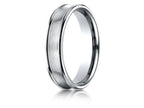 Benchmark 18k Gold 5.5 Mm Comfort Fit Concave Round Edge Satin Center Design Wedding Band Ring