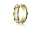 Benchmark 7.5mm Comfort-fit Satin-finished Concave Round Edge Carved Design Wedding Band Ring