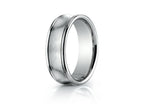 Benchmark 7.5mm Comfort-fit Satin-finished Concave Round Edge Carved Design Wedding Band Ring