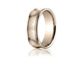 Benchmark 7.5mm Comfort-fit Satin-finished Concave Round Edge Carved Design Wedding Band Ring