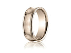Benchmark 7.5mm Comfort-fit Satin-finished Concave Round Edge Carved Design Wedding Band Ring