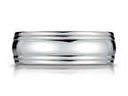 Benchmark 7.5mm Comfort-fit High Polished Double Round Edge Carved Design Wedding Band Ring