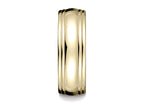 Benchmark 7.5mm Comfort-fit High Polished Double Round Edge Carved Design Wedding Band Ring