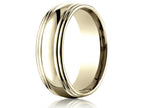 Benchmark 7.5mm Comfort-fit High Polished Double Round Edge Carved Design Wedding Band Ring