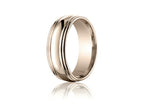Benchmark 7.5mm Comfort-fit High Polished Double Round Edge Carved Design Wedding Band Ring