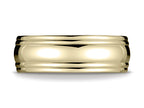 Benchmark 7.5mm Comfort-fit High Polished Double Round Edge Carved Design Wedding Band Ring