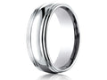 Benchmark 7.5mm Comfort-fit High Polished Double Round Edge Carved Design Wedding Band Ring