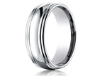 Benchmark 7.5mm Comfort-fit High Polished Double Round Edge Carved Design Wedding Band Ring