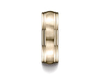 Benchmark 7.5mm Comfort-fit Satin-finished Double Round Edge Carved Design Wedding Band Ring