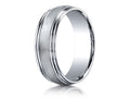 Benchmark 7.5mm Comfort-fit Satin-finished Double Round Edge Carved Design Wedding Band Ring