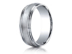 Benchmark 7.5mm Comfort-fit Satin-finished Double Round Edge Carved Design Wedding Band Ring