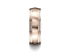 Benchmark 7.5mm Comfort-fit Satin-finished Double Round Edge Carved Design Wedding Band Ring