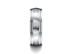 Benchmark 7.5mm Comfort-fit Satin-finished Double Round Edge Carved Design Wedding Band Ring