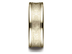 Benchmark 14k Gold 7.5 Mm Comfort Fit Swirled Finish Center Round Edge Design Wedding Band Ring