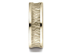 Benchmark 18k Gold 7.5mm Comfort Fit Hammered Finish Concave Center Design Wedding Band Ring