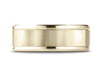 Benchmark 18k Gold Comfort Fit 8mm High Polish Round Edge Satin Finish Octagonal Center Design Wedding Band Ring
