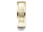 Benchmark 18k Gold Comfort Fit 8mm High Polish Round Edge Satin Finish Octagonal Center Design Wedding Band Ring