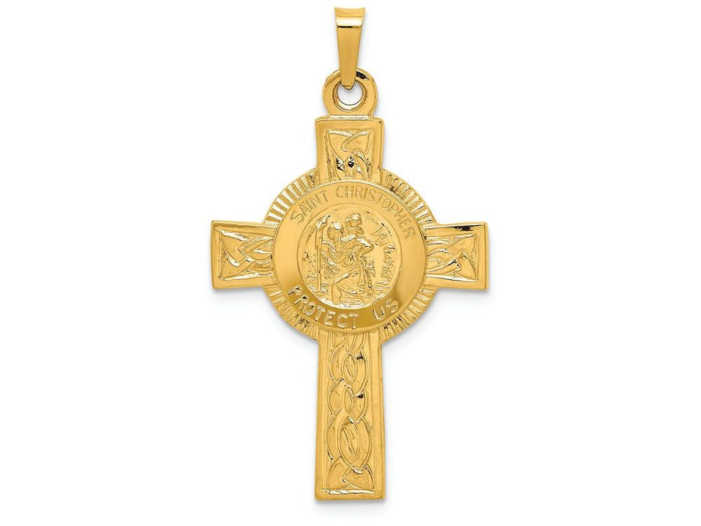 FJC Finejewelers 14k Yellow Gold Cross with St. Christopher Medal Charm