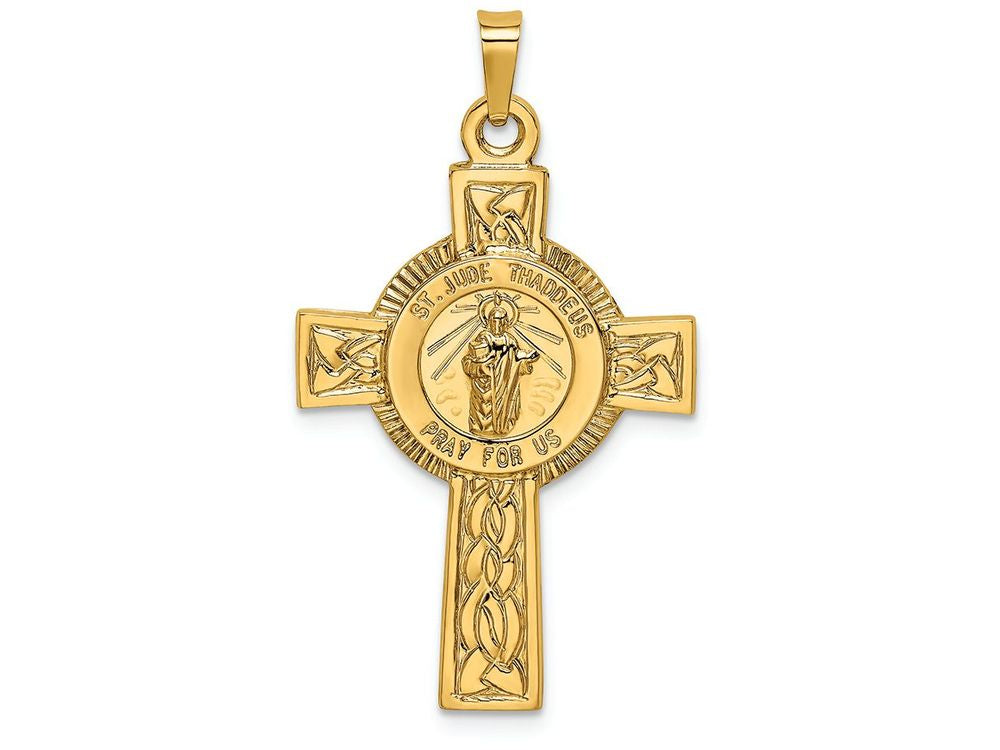 FJC Finejewelers 14k Yellow Gold Cross with St. Jude Medal Charm