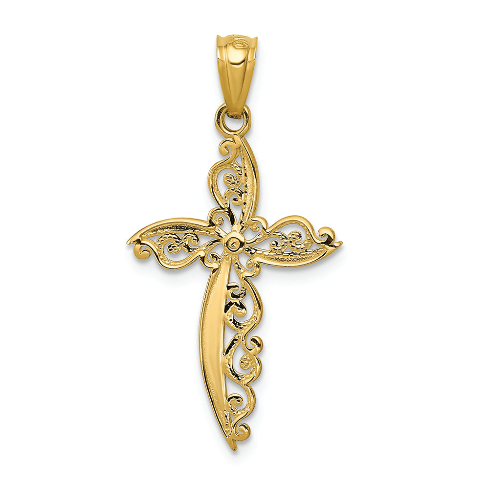 FJC Finejewelers 14k Yellow Gold Scroll Design Cross Charm