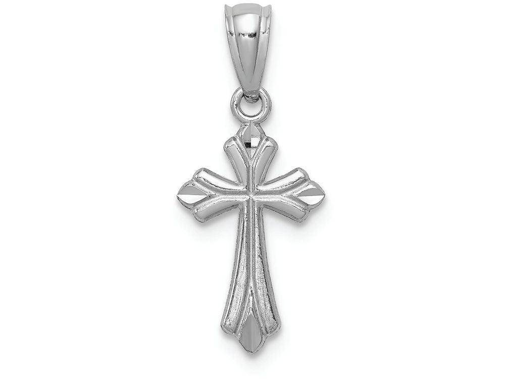 FJC Finejewelers 14k White Gold Budded Cross Charm