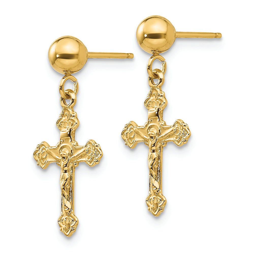 FJC Finejewelers 14k Yellow Gold Polished Crucifix Post Earrings