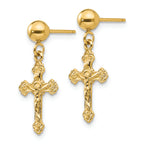 FJC Finejewelers 14k Yellow Gold Polished Crucifix Post Earrings