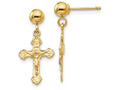 FJC Finejewelers 14k Yellow Gold Polished Crucifix Post Earrings