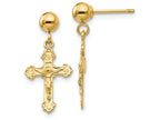 FJC Finejewelers 14k Yellow Gold Polished Crucifix Post Earrings